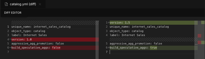 A modified file in the Diff Editor.