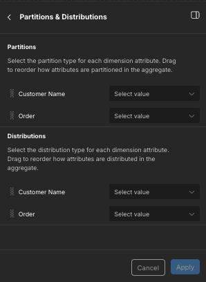 The Partitions &amp; Distributions panel.